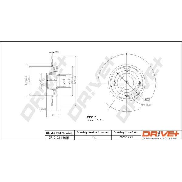 Dr!Ve+ DP1010.11.1645 - Oe 4246 Z9 Disco Freno Per C4 (La), C4 I (Lc), 307, 307 Cc (3B), 307 Sw (3H)-image
