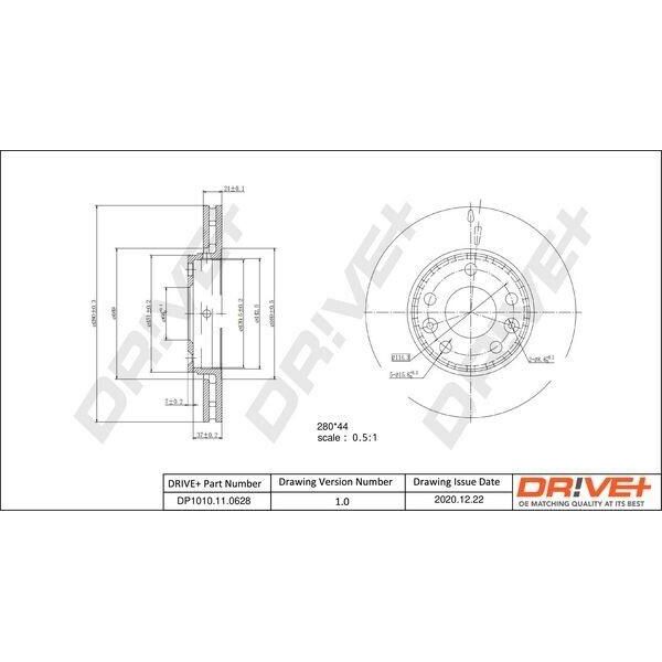Dr!Ve+ DP1010.11.0628 - Disco Freno Oe 40 20 600 10R, Asse Anteriore Per Duster, Fluence (L3), Grand Scenic Iii (Jz), Laguna Iii, Megane Cc, Megane Iii, Megane Iv, Scenic Iii-image