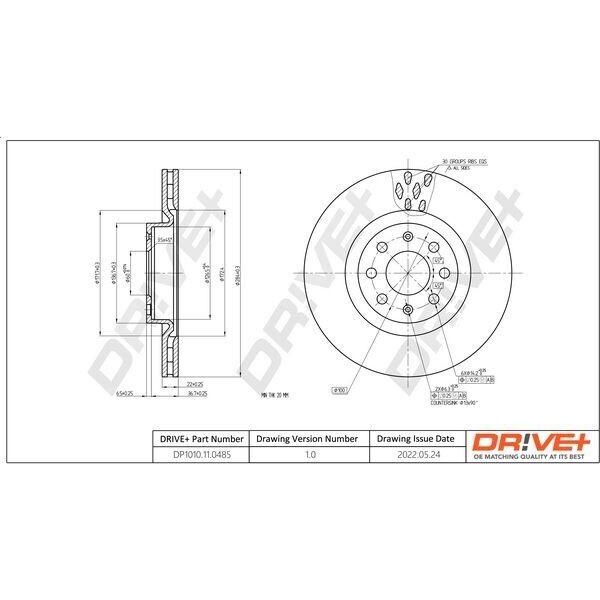 Dr!Ve+ DP1010.11.0485 - Oe 71772815 Disco Freno, Asse Anteriore Per Punto, Adam, Corsa D (S07), Corsa E (X15)-image