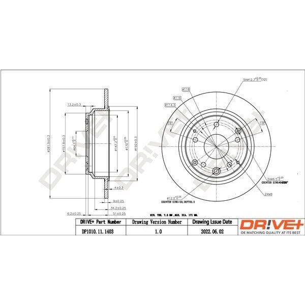 Dr!Ve+ DP1010.11.1403 - Oe 42510 Slj 020 Disco Freno, Asse Posteriore Per Accord Vii-image