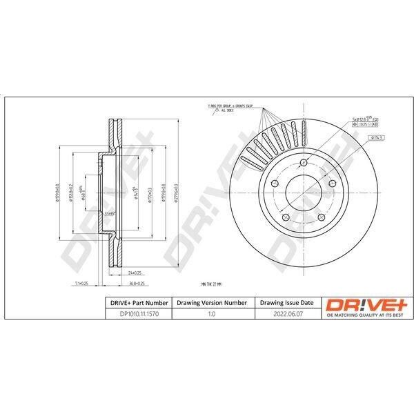 Dr!Ve+ DP1010.11.1570 - Oe 40206 1KA3A Disco Freno, Asse Anteriore Per Juke (F15), Pulsar-image