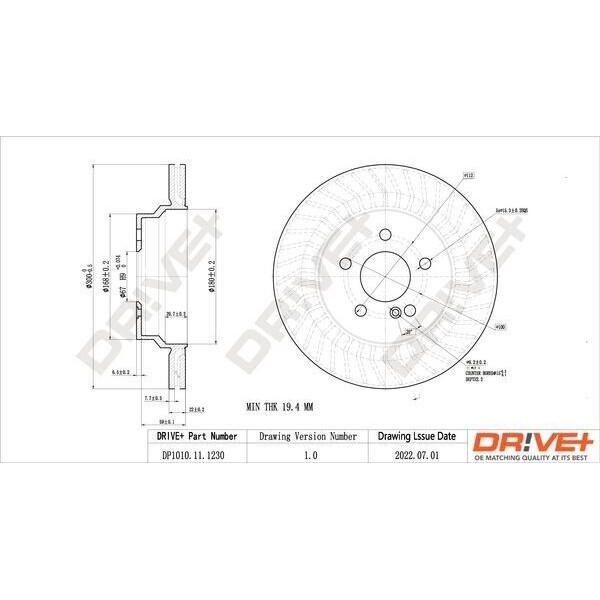 Dr!Ve+ DP1010.11.1230 - Oe 423 09 12 Disco Freno, Asse Posteriore Per Classe E (W211), Classe E (W212), Classe E (S211), Classe E (S212), Classe Glk (X204), Cls (C218), Cls (C219), Cls (X218)-image