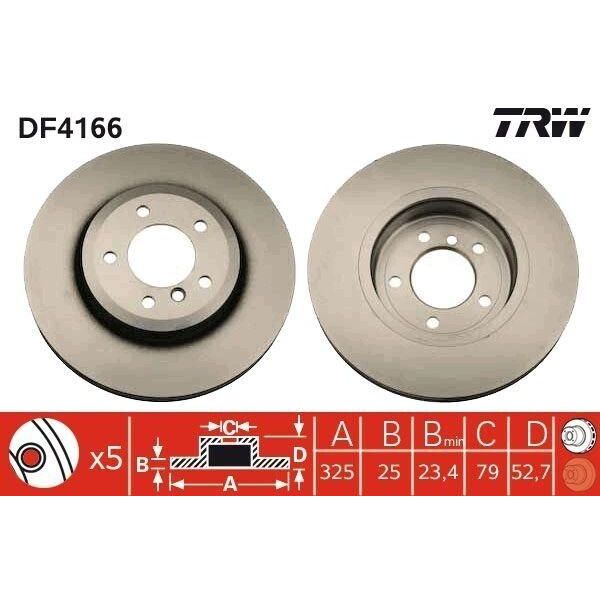 Trw DF4166 - Disco Freno Oe 34 11 6 864 047 Per Serie 3 (E46), Z4 (E86), Z4 (E85)-image