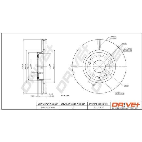 Dr!Ve+ DP1010.11.1600 - Oe GHP9 33 251A Disco Freno, Asse Anteriore Per 6 (G), CX-5 (Gh, Ke), CX-5 (Kf)-image