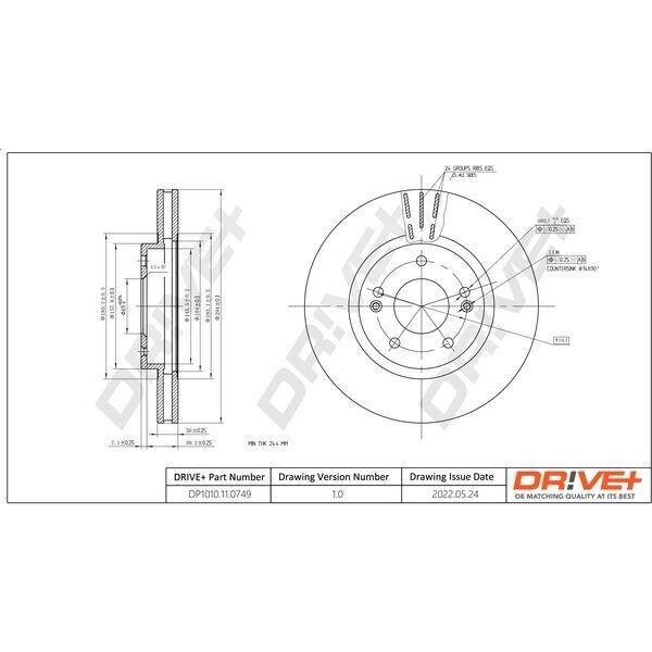Dr!Ve+ DP1010.11.0749 - Oe 51712 26100 Disco Freno, Asse Anteriore Per Santa Fe I (Sm)-image