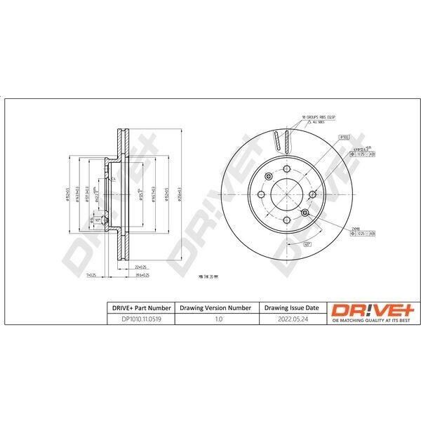 Dr!Ve+ DP1010.11.0519 - Oe 51712 1G000 Disco Freno, Asse Anteriore Per Accent Iii (Mc), I20 (Pb), Rio Ii (Jb)-image