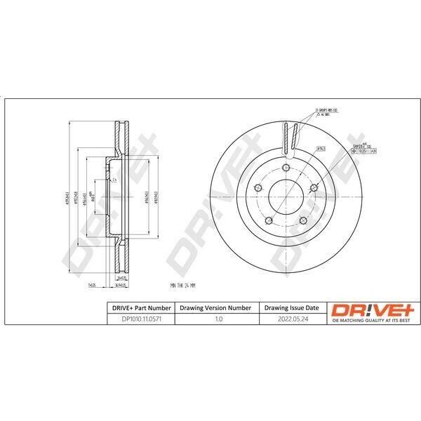 Dr!Ve+ DP1010.11.0571 - Oe 40206 1KC1B Disco Freno, Assale Anteriore Per Juke (F15), Qashqai +2 I (J10), X-Trail (T31), Koleos I (Hy)-image