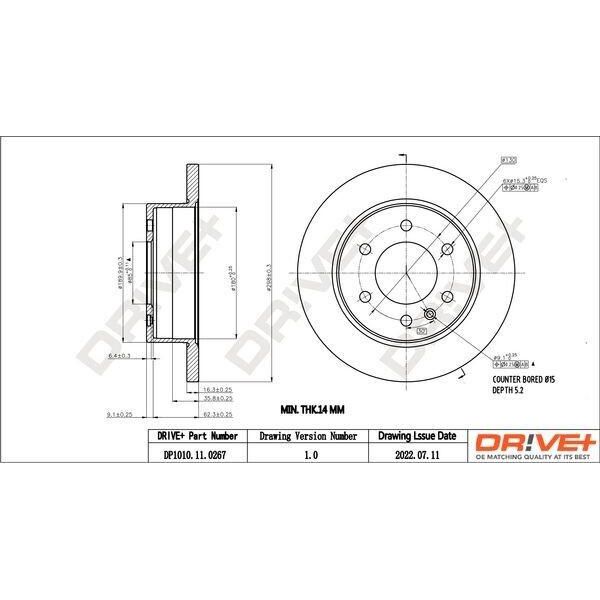 Dr!Ve+ DP1010.11.0267 - Oe 906 423 00 12 Disco Freno, Asse Posteriore Per Sprinter (W906), Crafter (2E), Crafter (2F)-image