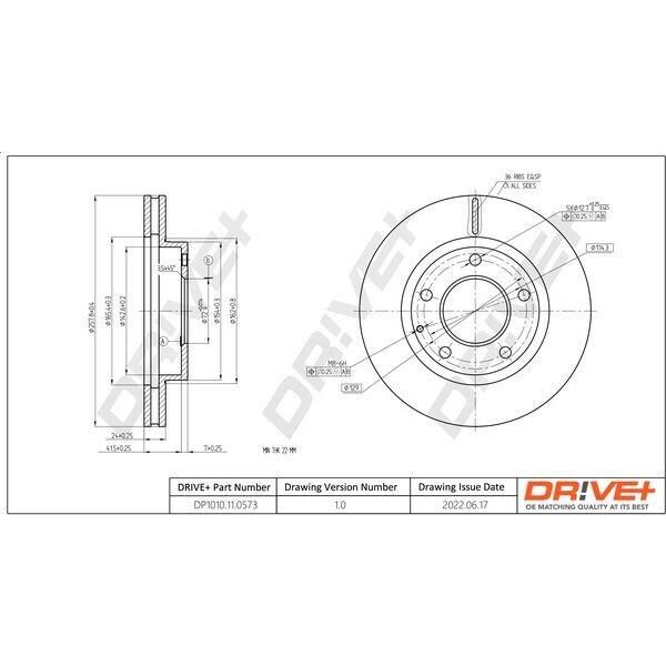 Dr!Ve+ DP1010.11.0573 - Oe 3395510 Disco Freno, Asse Anteriore Per MX-6 (Gd), MX-6 (Ge), Premacy (Cp), Xedos 6 (Ca)-image