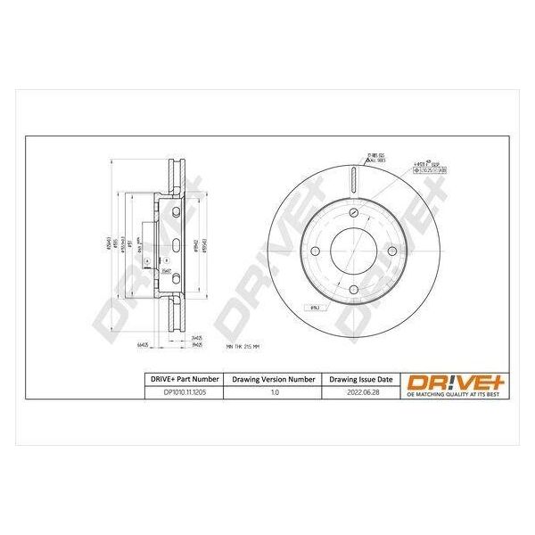 Dr!Ve+ DP1010.11.1205 - Oe 4605A068 Disco Freno, Asse Anteriore Per Forfour (454)-image