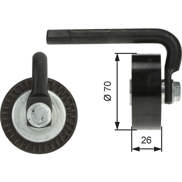 Gates T39012 - Puleggia Tenditore Oe 64557786545, Cinghia A V Per Serie 3 (E46)-image