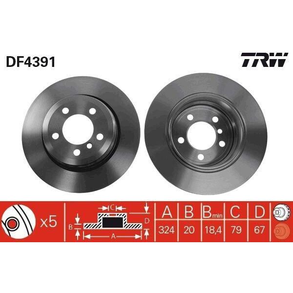 Trw DF4391 - Disco Freno Oe 1 166 127 Per Serie 7 (E65)-image