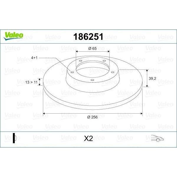 Valeo 186251 - Oe 357615301 Disco Freno, Asse Anteriore Per Inca (6K), Toledo I (1L2), Golf Iii (1H), Caddy Ii (9K), Passat (35I), Golf Cabriolet (1E), Vento (1H)-image