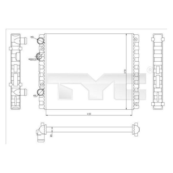 Tyc 737-0040 - Oe 6N0121253AE Radiatore, Raffreddamento Motore Per Arosa (6H), Lupo (6E1, 6X1), Polo (6N), Polo (6V)-image