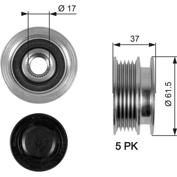 Gates OAP7067 - Puleggia Alternatore Oe 028903119AP Per Arosa (6H), Felicia (6U), Caddy Ii (9K), Lupo (6E1, 6X1), Polo (6N)-image
