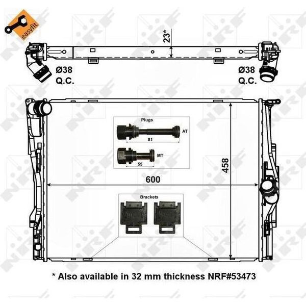 Nrf 56129 - Oe 17117521046 Radiatore, Raffreddamento Motore Per Serie 1 (E81), Serie 1 (E87), Serie 1 (E88), Serie 1 (E82), Serie 3 (E90), Serie 3 (E93), Serie 3 (E92), Serie 3 (E91), X1 (E84), Z4 (E89)-image