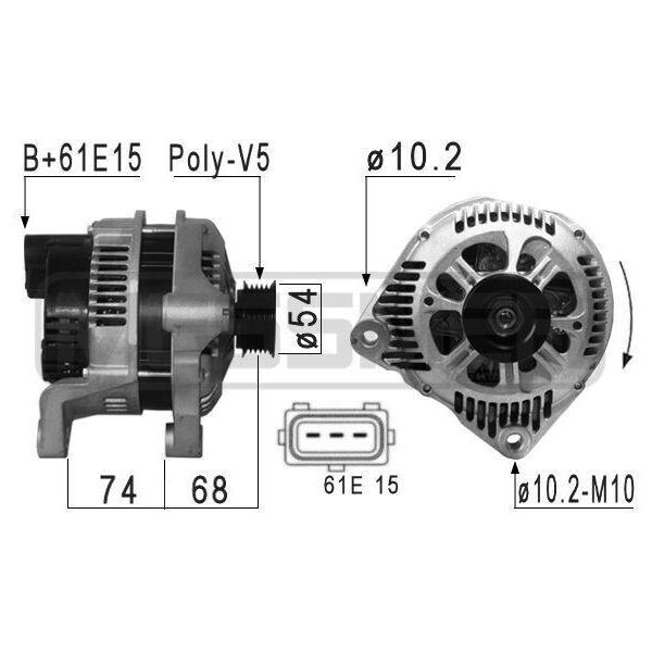 Era 210868A - Alternatore Oe 12 31 2 247 389 Per Serie 3 (E46), Serie 5 (E39), Serie 7 (E38), X5 (E53), Z3 (E36), Freelander (L314)-image