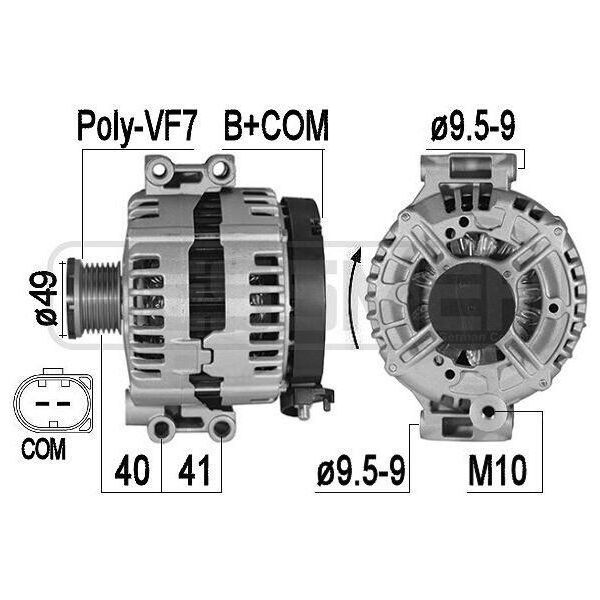 Era 209557A - Alternatore Oe 12 31 7 542 351 Per Serie 1 (E81), Serie 1 (E87), Serie 1 (E88), Serie 1 (E82), Serie 3 (E90), Serie 3 (E93), Serie 3 (E92), Serie 3 (E91), Serie 5 (E60), Serie 5 (E61)-image