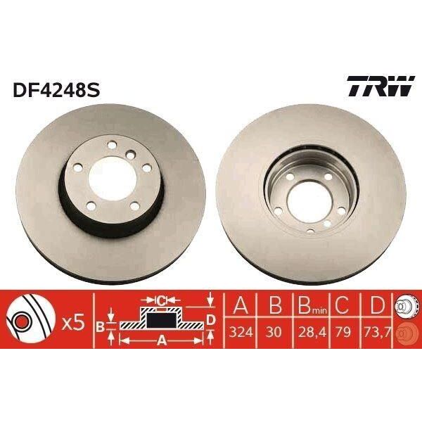 Trw DF4248S - Disco Freno Oe 34 11 6 767 059 Per Serie 5 (E39)-image