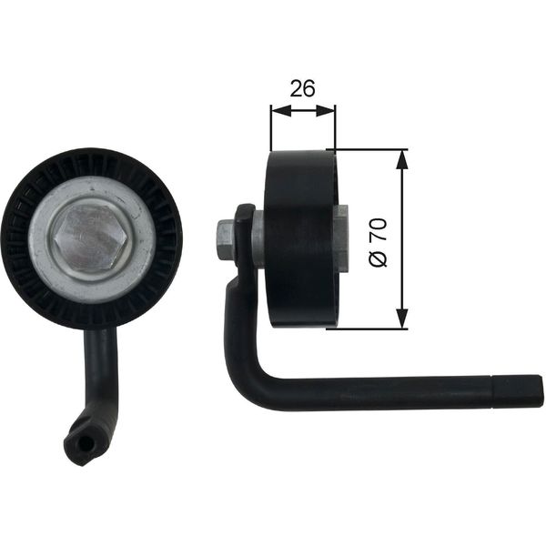 Gates T39202 - Puleggia Tenditore Oe 64557786287, Cinghia A V Per Serie 3 (E46), Serie 5 (E39), Serie 7 (E38), X5 (E53), Range Rover Iii (L322)-image