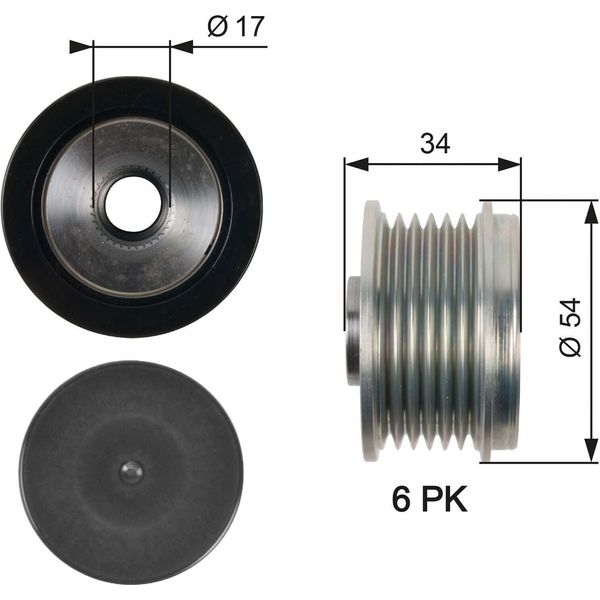 Gates OAP7135 - Puleggia Alternatore Oe 12317802616 Per Serie 5 (F10), Serie 5 Gt (F07), Serie 5 (E61), Serie 5 (F11), X1 (E84), X3 (E83), Serie 1 (E81), Serie 1 (E87), Serie 1 (F20), Serie 1 (F21), Serie 1 (E88), Serie 1 (E82), Serie 2 (F22, F87), Serie 3 (E90), Serie 3 (F30), Serie 3 (E93), Serie 3 (E92), Serie 3 Gt (F34), Serie 3 (E91), Serie 3 (F31), Serie 4 (F33), Serie 4 (F32, F82), Serie 4-image
