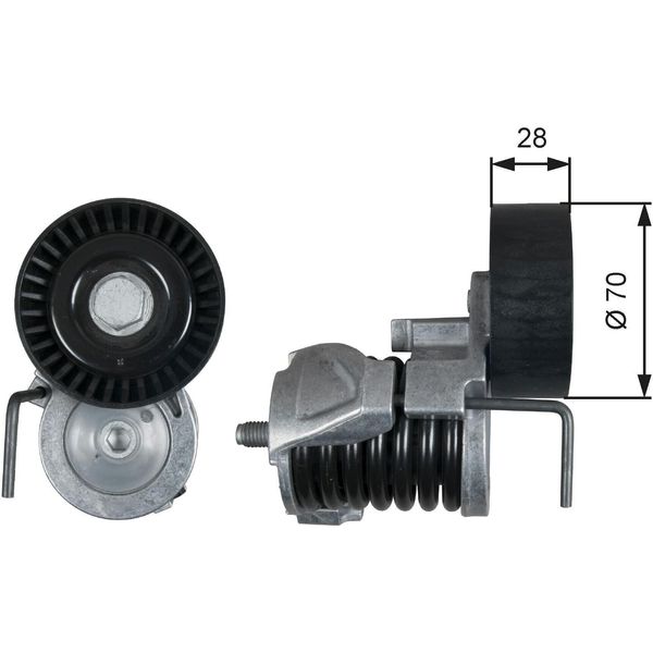 Gates T39287 - Puleggia Tenditore Oe 11287558969, Cinghia A V Per Serie 1 (E81), Serie 1 (E87), Serie 1 (E88), Serie 3 (E90), Serie 3 (E93), Serie 3 (E92), Serie 3 (E91), Serie 5 (E60), Serie 5 (E61)-image