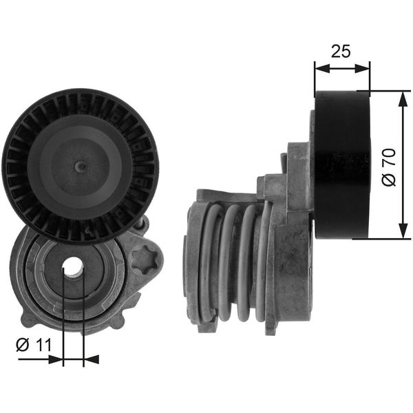 Gates T38384 - Puleggia Tenditore Oe 7512758, Cinghia A V Per Serie 3 (E46), Serie 5 (E39), Serie 5 (E60), Serie 5 (E61), Serie 7 (E65), X3 (E83), X5 (E53), Z4 (E85)-image