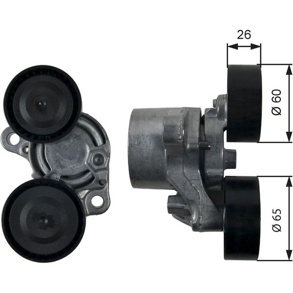 Gates T39199 - Oe 11 28 7 823 199 Puleggia Tenditore, Cinghia A V Per Serie 3 (E90), Serie 3 (E93), Serie 3 (E92), Serie 3 (E91), Serie 5 (F10), Serie 5 Gt (F07), Serie 5 (F11), Serie 6 (F12), Serie 6 (F13), Serie 6 (F06), Serie 7 (F01), X1 (E84), X5 (E70), X5 (F15, F85), X6 (E71), X6 (F16)-image