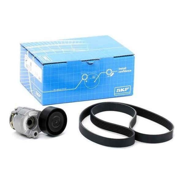 Skf VKMA36055 Kit Cinghia Trapezoidale Dentata Oe 117203694R Compatibile Con Duster, Dokker, Lodgy, Logan, Sandero, Almera, Cube, Juke, Kubistar, Micra, Note, NV200, Qashqai, Tiida, Captur, Clio, Fluence, Scenic, Kangoo, Laguna, Latitude, Megane, Modus, Thalia, Twingo, Wind-image