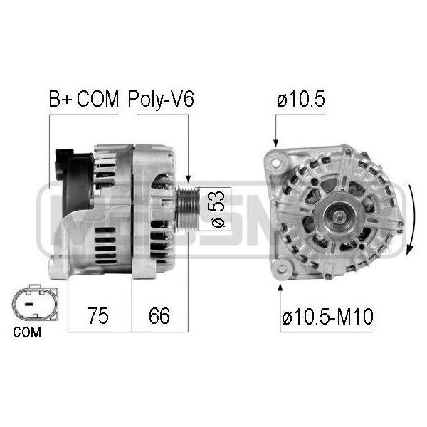 Era 210771A - Alternatore Oe 12 31 7 802 261 Per Serie 1 (E82), Serie 3 (E90), Serie 3 (E93), Serie 3 (E92), Serie 3 (E91), Serie 5 (E60), Serie 5 (E61), X1 (E84), X3 (E83), Serie 1 (E81), Serie 1 (E87), Serie 1 (E88)-image