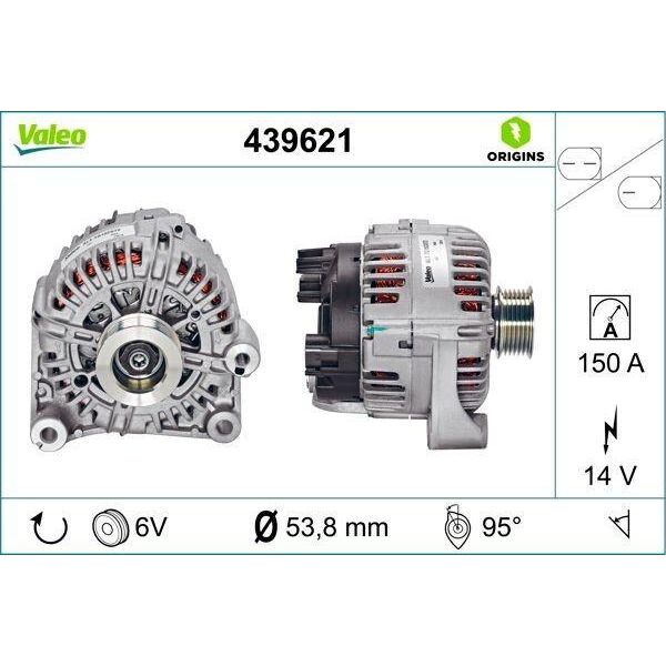 Valeo 439621 - Alternatore Oe 12 31 7 800 308 Per X3 (E83), Serie 7 (E65), Serie 5 (E61), Serie 5 (E60), Serie 3 (E91), Serie 3 (E90)-image
