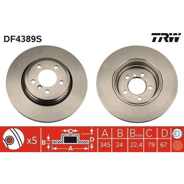Trw DF4389S - Disco Freno Oe 1 166 129 Per Serie 7 (E65)-image