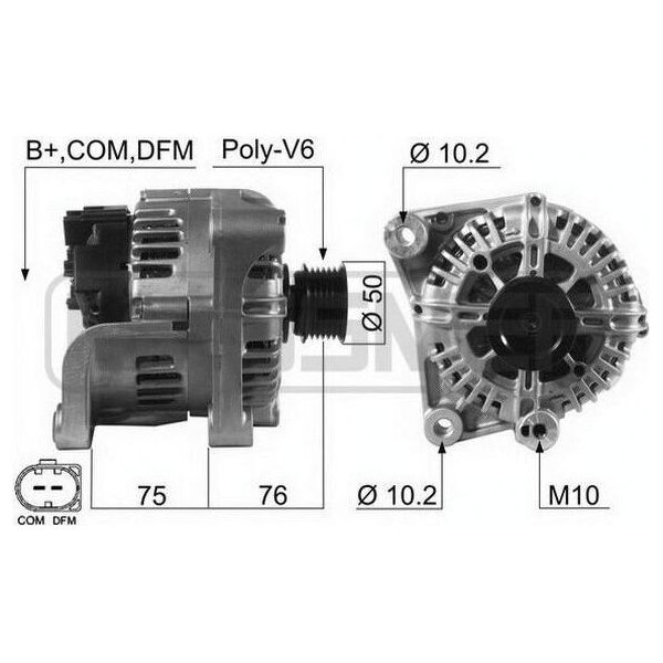 Era 210474A - Alternatore Oe 12 31 7 519 721 Per X3 (E83), Serie 3 (E46), Serie 5 (E60), Serie 5 (E61), Serie 7 (E65), Z4 (E86), Z4 (E85)-image