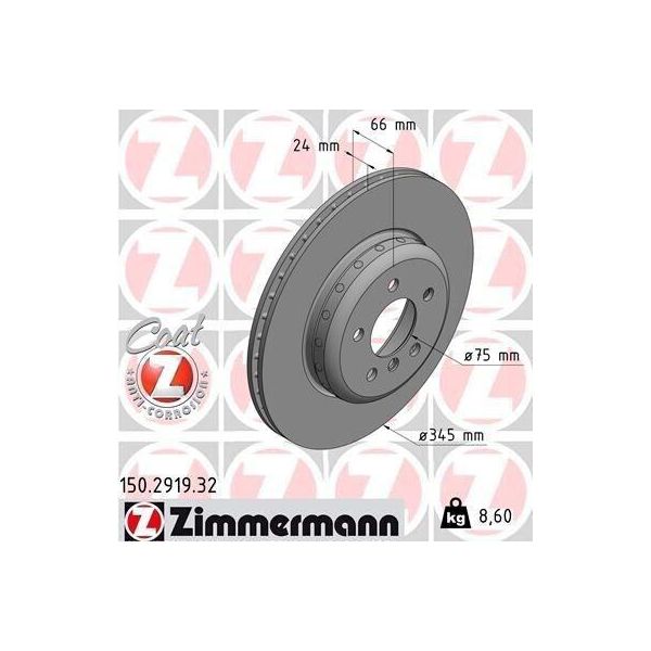 Zimmermann 150.2919.32 - Disco Freno Per Serie 3 (F30), Serie 3 Gt (F34), Serie 3 (F31), Serie 4 (F33), Serie 4 (F32, F82), Serie 4 (F36)-image