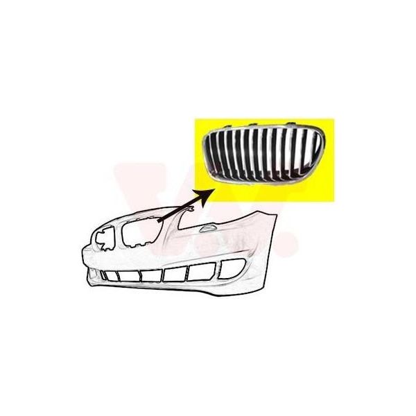 Van Wezel 0617513 Griglia Radiatore Griglia Anteriore Per Bmw 5 Touring (F11) Sinistra Cromo-image