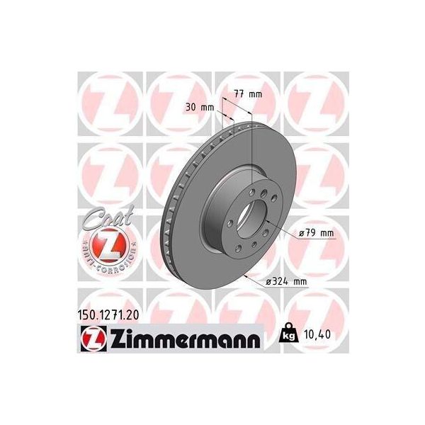 Zimmermann 150.1271.20 - Disco Freno Per Serie 5 (E39), Serie 7 (E38)-image