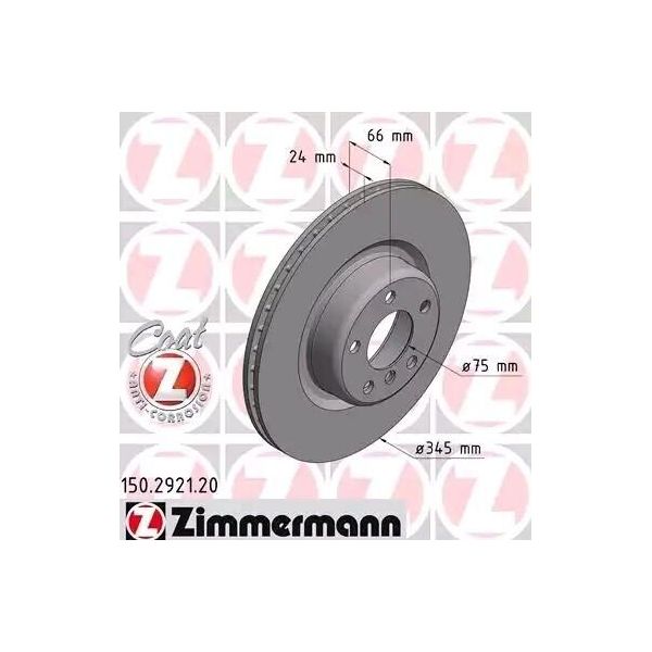 Zimmermann 150.2921.20 - Disco Freno Per Serie 1 (F20), Serie 1 (F21), Serie 2 (F23), Serie 2 (F22, F87), Serie 3 (F30), Serie 3 (F31), Serie 4 (F32, F82), Serie 4 (F36)-image