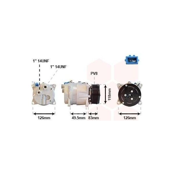 Van Wezel 5800K303 - Compressore Aria Condizionata Oe 1H0820803J Per Cordoba (6K), Ibiza (6K), Golf Iii (1H), Golf Cabriolet (1E), Vento (1H)-image
