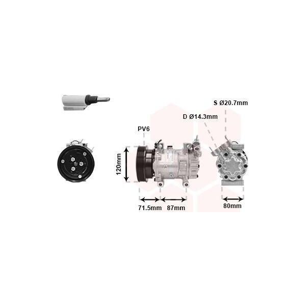 Van Wezel Compressore Aria Condizionata 4300K281 Per Renault Clio Ii (BB0/1/2_ CB0/1/2_)-image