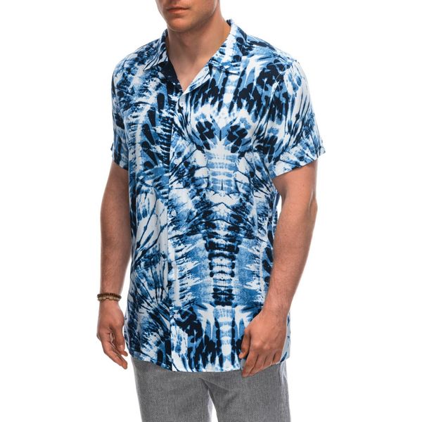 Ombre Clothing Camicia A Maniche Corte Da Uomo Makau Navy White M-image