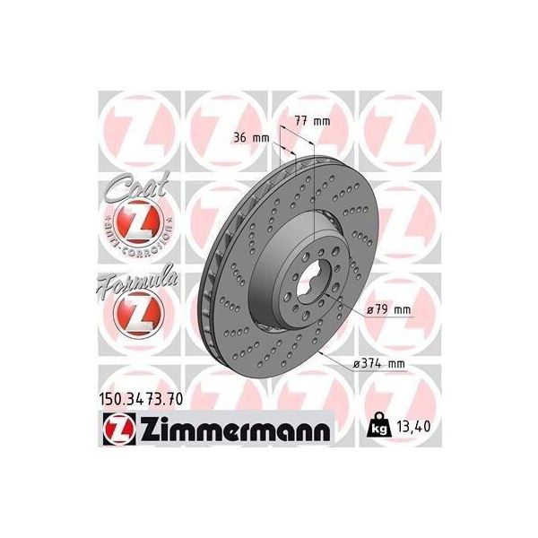 Zimmermann 150.3473.70 - Disco Freno Per Serie 5 (E60), Serie 5 (E61), Serie 6 (E63), Serie 6 (E64)-image