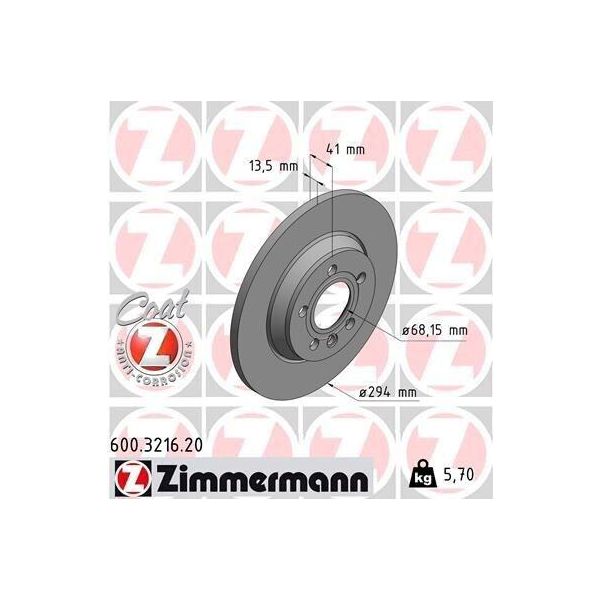 Zimmermann 600.3216.20 - Disco Freno Per Galaxy (Wgr), Alhambra (7V), Sharan (7M), T4-image