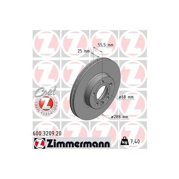 Zimmermann 600.3209.20 - Disco Freno Per Galaxy (Wgr), Alhambra (7V), Sharan (7M)-image