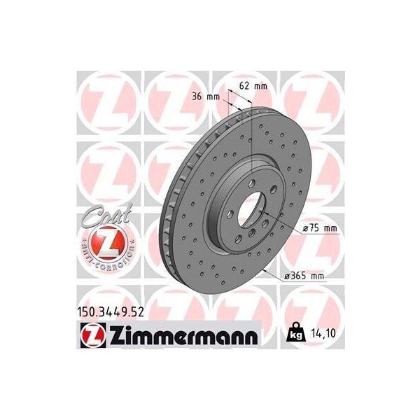 Zimmermann 150.3449.52 - Disco Freno Per X5 (E70), X5 (F15, F85), X6 (E71)-image
