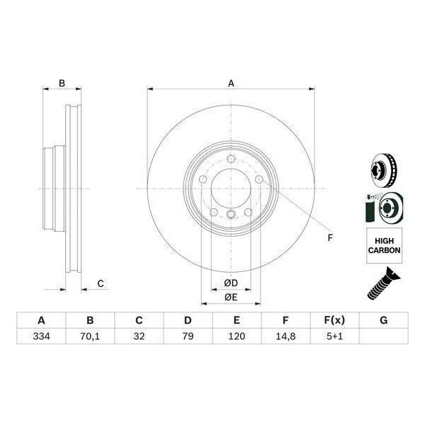 Bosch 0 986 478 623 - Disco Freno Oe 34111165072 Per Serie 7 (E38), Z8 (E52)-image