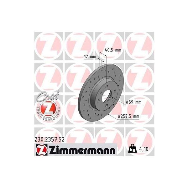 Zimmermann 230.2357.52 - Disco Freno Per 145 (930), 146 (930), 155 (167), 500 (312), Brava, Bravo, Marea, Punto, Tipo-image