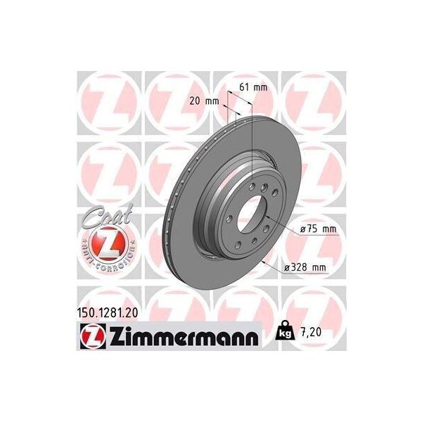 Zimmermann 150.1281.20 - Disco Freno Per Serie 7 (E38)-image