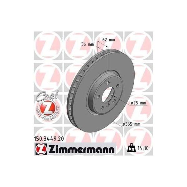 Zimmermann 150.3449.20 - Disco Freno Per X5 (E70), X5 (F15, F85), X6 (E71)-image
