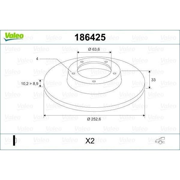 Valeo 186425 - Oe 1073756 Disco Freno, Asse Posteriore Per Fiesta V, Fiesta Vi, Focus (Daw, Dbw), Focus (Dnw), Focus (Dfw)-image