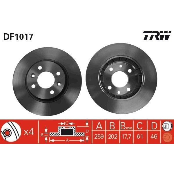 Trw DF1017 - Oe 77 00 715 081 Disco Freno Per Espace Ii (J)-image
